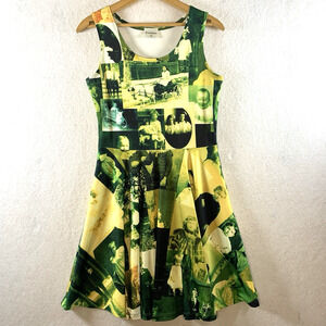 Cowcow Womens Haunting‎ Fit Flare Dress Sz M E Girl Alt Sepia Portraits Ghostly